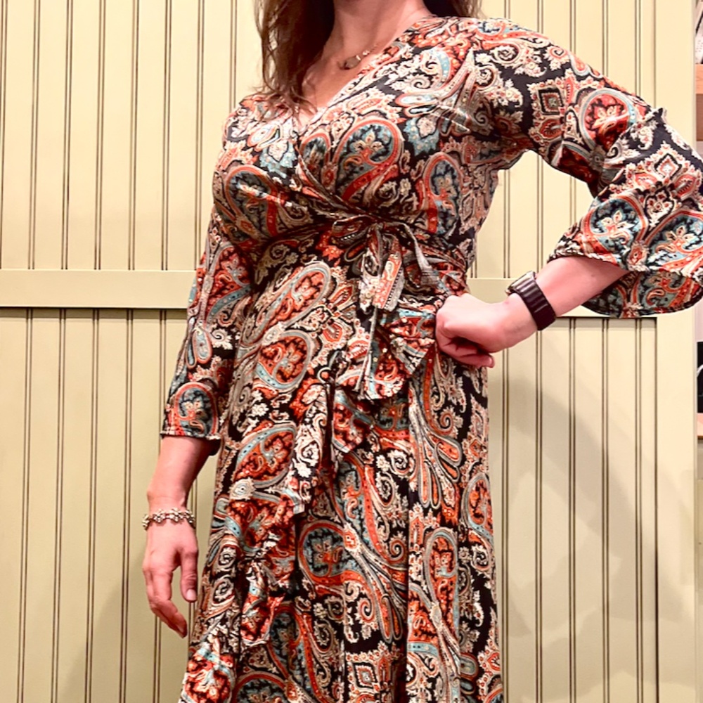 Cienna Chey Paisley Silk Wrap Dress S